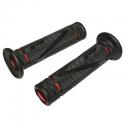 REVETEMENT POIGNEE PROGRIP ON ROAD 838 DOUBLE DENSITE OPEN END NOIR-ROUGE 122mm (PAIRE) (ROUTE)