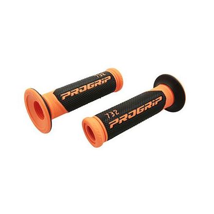 147774 REVETEMENT POIGNEE PROGRIP ON ROAD 732 DOUBLE DENSITE OPEN END NOIR-ORANGE FLUO 125mm (PAIRE) (ROUTE) xxx Info PROGRIP 