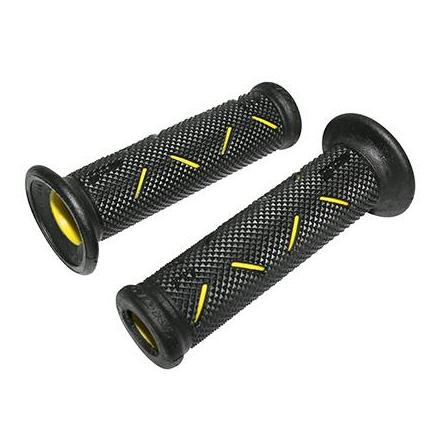 147775 REVETEMENT POIGNEE PROGRIP ON ROAD 717 DOUBLE DENSITE OPEN END NOIR-JAUNE 122mm (PAIRE) (ROUTE) xxx Info PROGRIP 