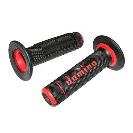 148114 REVETEMENT POIGNEE DOMINO OFF ROAD A020 NOIR-ROUGE (118mm) (PAIRE) -DOMINO ORIGINE- xxx Info DOMINO 