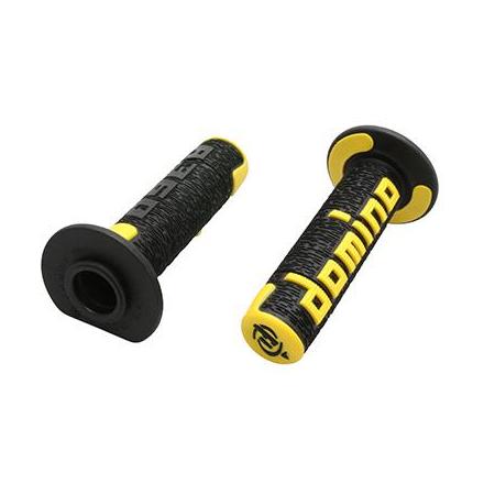 150180 REVETEMENT POIGNEE DOMINO OFF ROAD A360 NOIR-JAUNE (120 mm) (PAIRE) -DOMINO ORIGINE- xxx Info DOMINO 