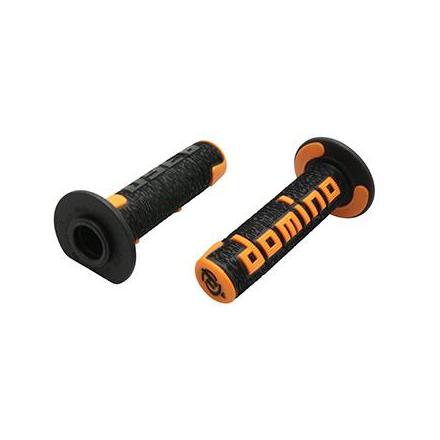 150181 REVETEMENT POIGNEE DOMINO OFF ROAD A360 NOIR-ORANGE (120 mm) (PAIRE) -DOMINO ORIGINE- xxx Info DOMINO 