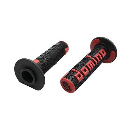 150182 REVETEMENT POIGNEE DOMINO OFF ROAD A360 NOIR-ROUGE (120 mm) (PAIRE) -DOMINO ORIGINE- xxx Info DOMINO 