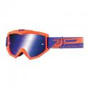 MASQUE-LUNETTES CROSS PROGRIP 3201 FL ATZAKI ORANGE FLUO ECRAN MIROIR BLEU ANTI-RAYURES-ANTI U.V. COMPATIBLE AVEC PORT LUNETTES 