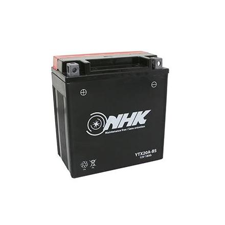 150245 BATTERIE 12V 18Ah YTX20A-BS NHK SANS ENTRETIEN LIVREE AVEC PACK ACIDE (PEUGEOT 400 METROPOLIS) (QUALITE PREMIUM) NHK BATT