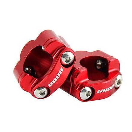 148908 PONTET DE GUIDON VOCA HB28 CNC ADAPTATEUR DIAM 28,6mm ROUGE (ENTRAXE FIXATION 34,8mm) (PAIRE) xxx Info LEOVINCE 