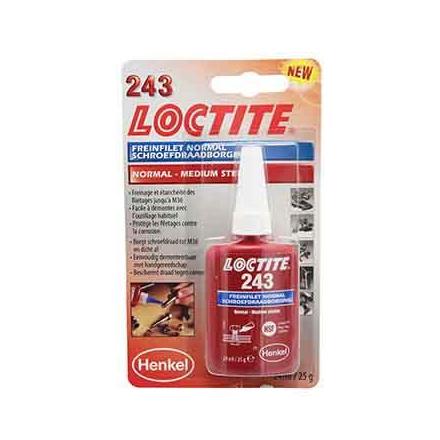 141985 FREIN FILET NORMAL LOCTITE 243 A RESISTANCE MOYENNE (FLACON 24 ML SOUS BLISTER) xxx Info 