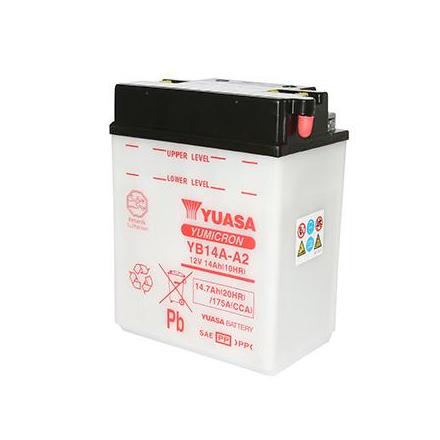 141661 BATTERIE 12V 14Ah YB14A-A2 YUASA YUMICRON AVEC ENTRETIEN (Lg132x171x85) (SPECIAL QUAD POLARIS) YUASA BATTERIES