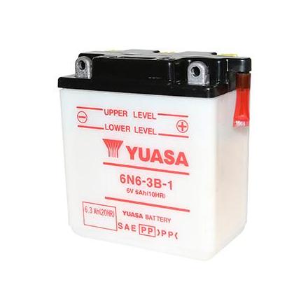 147646 BATTERIE 6V 6,3Ah 6N6-3B-1 YUASA CONVENTIONNELLE AVEC ENTRETIEN (Lg99xL57xH111) YUASA BATTERIES