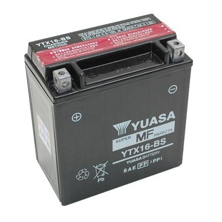 13081 BATTERIE 12V 14Ah YTX16-BS YUASA MF SANS ENTRETIEN LIVREE AVEC PACK ACIDE (Lg150xL87xH161) YUASA BATTERIES