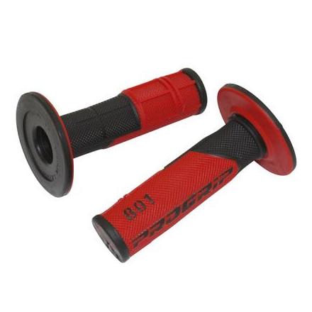 12123 REVETEMENT POIGNEE PROGRIP OFF ROAD 801 DOUBLE DENSITE BASE NOIR-ROUGE 115mm (PAIRE) (CROSS-MX) xxx Info PROGRIP 