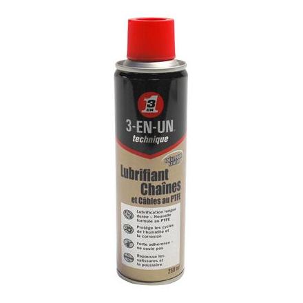 11120 LUBRIFIANT 3-EN-UN PTFE POUR CHAINE ET CABLE (AEROSOL 250ml) xxx Info WD-40 