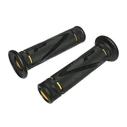 148512 REVETEMENT POIGNEE PROGRIP ON ROAD 838 DOUBLE DENSITE OPEN END NOIR-JAUNE 122mm (PAIRE) (ROUTE) xxx Info PROGRIP 