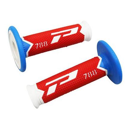 148492 REVETEMENT POIGNEE PROGRIP OFF ROAD 788 TRIPLE DENSITE SPECIAL EDITION BLANC-ROUGE-BLEU LIGHT 115mm (PAIRE) (CROSS-MX) xx