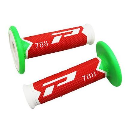 148493 REVETEMENT POIGNEE PROGRIP OFF ROAD 788 TRIPLE DENSITE SPECIAL EDITION FLUO DESIGN BLANC-ROUGE-VERT FLUO 115mm (PAIRE) (C