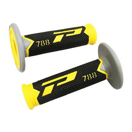 148494 REVETEMENT POIGNEE PROGRIP OFF ROAD 788 TRIPLE DENSITE BASE COLOR JAUNE-NOIR-GRIS 115mm (PAIRE) (CROSS-MX) xxx Info PROGR