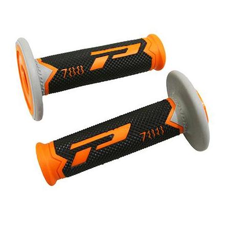 148495 REVETEMENT POIGNEE PROGRIP OFF ROAD 788 TRIPLE DENSITE BASE COLOR ORANGE-NOIR-GRIS 115mm (PAIRE) (CROSS-MX) xxx Info PROG