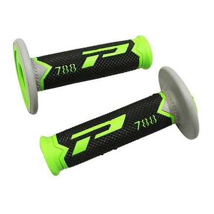 148496 REVETEMENT POIGNEE PROGRIP OFF ROAD 788 TRIPLE DENSITE BASE COLOR VERT-NOIR-GRIS 115mm (PAIRE) (CROSS-MX) xxx Info PROGRI