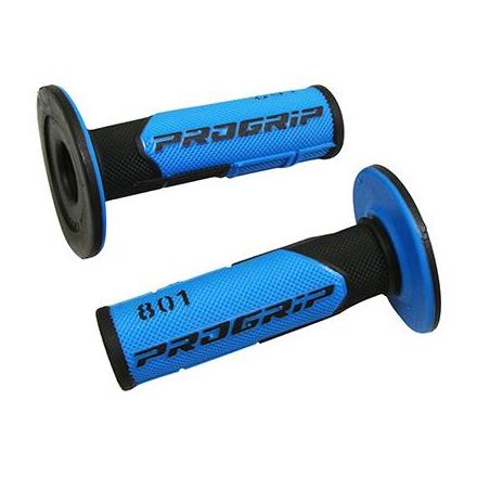 148497 REVETEMENT POIGNEE PROGRIP OFF ROAD 801 DOUBLE DENSITE BASE NOIR-BLEU LIGHT 115mm (PAIRE) (CROSS-MX) xxx Info PROGRIP 