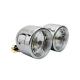 148401 PHARE-OPTIQUE MOTO AVOC DOUBLE DIAM 90 mm LAMPE H4 + FEU DE POSITION CHROME ENTRAXE DE FIXATION 210mm (HOMOLOGUE E) xxx I