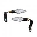 CLIGNOTANT A LED MOTO AVOC HIRO 18 LEDS BASE ABS TRANSPARENT-NOIR (L 99mm - H 30mm - L 40mm) (HOMOLOGUE CE) (PAIRE)