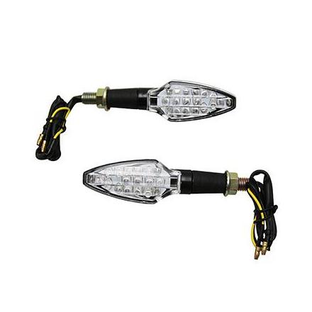 148790 CLIGNOTANT UNIVERSEL MOTO A LEDS AVOC FUKA TRANSPARENT-NOIR Lg 95mm H30mm L30mm 15 LEDS (HOMOLOGUE ECE) (PAIRE) xxx Info 