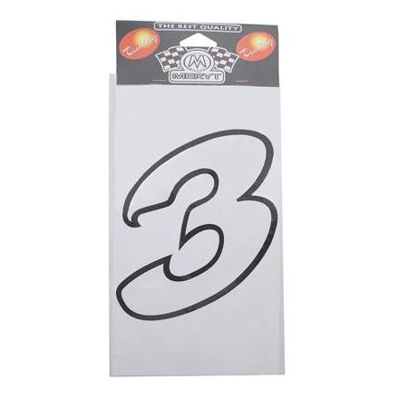 1281 AUTOCOLLANT-STICKER NUMERO 3 BLANC (H 13cm) (MERYT) xxx Info MERYT 