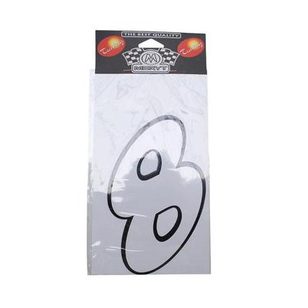 1306 AUTOCOLLANT-STICKER NUMERO 8 BLANC (H 13cm) (MERYT) xxx Info MERYT 