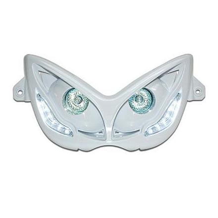 14459 DOUBLE OPTIQUE REPLAY RR8 POUR MBK 50 NITRO 1997>2012-YAMAHA 50 AEROX 1997>2012 BLANC AVEC LEDS BLANCHES xxx Info REPLAY 