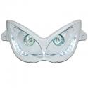 DOUBLE OPTIQUE REPLAY RR8 POUR MBK 50 NITRO 1997-2012-YAMAHA 50 AEROX 1997-2012 BLANC AVEC LEDS BLANCHES