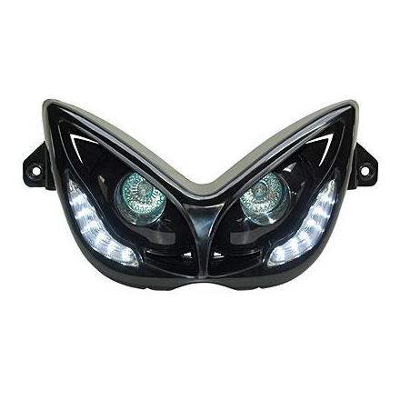 14461 DOUBLE OPTIQUE REPLAY RR8 POUR MBK 50 NITRO 1997>2012-YAMAHA 50 AEROX 1997>2012 NOIR AVEC LEDS BLANCHES xxx Info REPLAY 