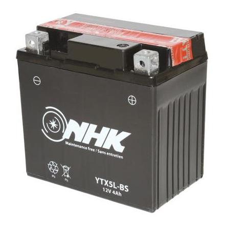 15618 BATTERIE 12V 4 Ah YTX5L-BS NHK SANS ENTRETIEN LIVREE AVEC PACK ACIDE (Lg114xL71xH107) (QUALITE PREMIUM) NHK BATTERIES