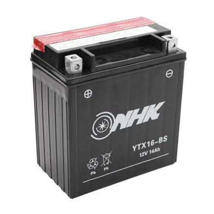 15637 BATTERIE 12V 14Ah YTX16-BS NHK SANS ENTRETIEN LIVREE AVEC PACK ACIDE (QUALITE PREMIUM) NHK BATTERIES