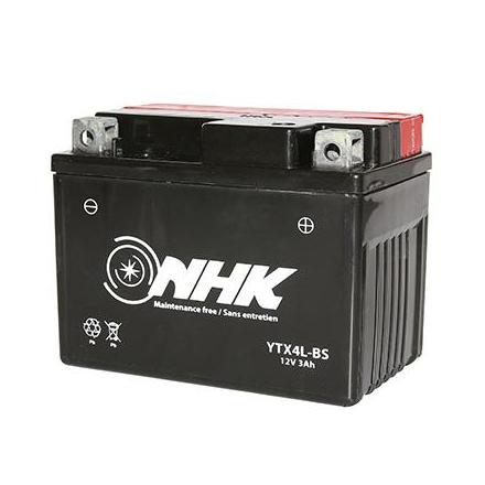 18037 BATTERIE 12V 3 Ah YTX4L-BS NHK SANS ENTRETIEN LIVRE AVEC PACK ACIDE (Lg114xL71xH86) (QUALITE PREMIUM) NHK BATTERIES