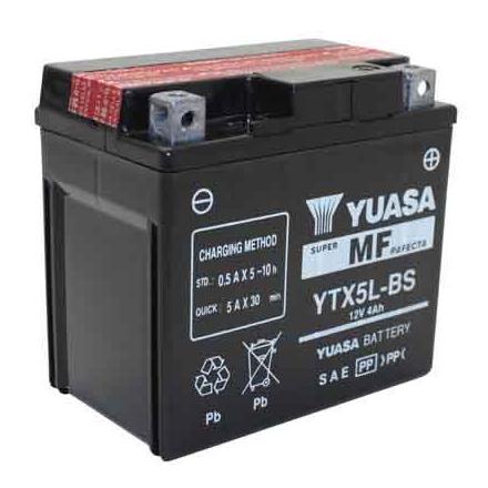 4115 BATTERIE 12V 4 Ah YTX5L-BS YUASA MF SANS ENTRETIEN LIVREE AVEC PACK ACIDE (Lg114xL71xH106) YUASA BATTERIES