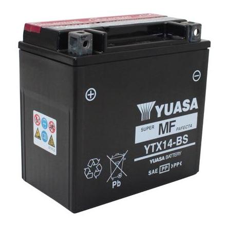 4129 BATTERIE 12V 12Ah YTX14-BS YUASA MF SANS ENTRETIEN LIVREE AVEC PACK ACIDE (Lg150xL87xH145) YUASA BATTERIES