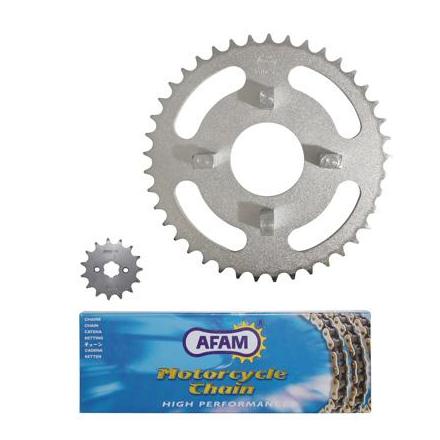 32016 KIT CHAINE ADAPTABLE HONDA 50 DAX 1982> 420 15x41 (ALESAGE 50mm) (DEMULTIPLICATION ORIGINE) -AFAM- xxx Info AFAM 