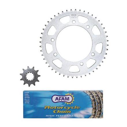 32023 KIT CHAINE ADAPTABLE RIEJU 50 SMX 2002>2004 420 11x48 (ALESAGE 105mm) (DEMULTIPLICATION ORIGINE) -AFAM- xxx Info AFAM 