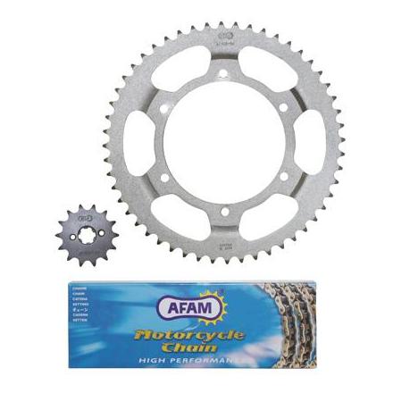 32040 KIT CHAINE ADAPTABLE DERBI 50 GPR 1997>2003 420 14x52 (ALESAGE 108mm + DEPORT) (DEMULTIPLICATION ORIGINE) -AFA xxx Inf