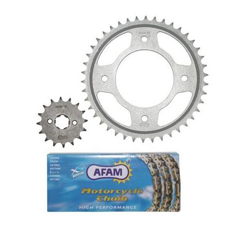 32052 KIT CHAINE ADAPTABLE HONDA 125 CBF 2009> 428 16x42 (DEMULTIPLICATION ORIGINE) -AFAM- xxx Info AFAM 