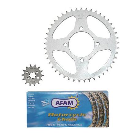 32059 KIT CHAINE ADAPTABLE YAMAHA 125 YBR 2007>2012 428 14x45 (DEMULTIPLICATION ORIGINE) -AFAM- xxx Info AFAM 