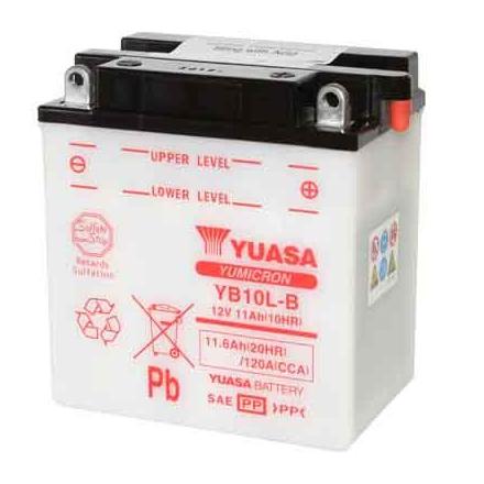 26758 BATTERIE 12V 11 Ah YB10L-B YUASA YUMICRON AVEC ENTRETIEN (Lg135x90x145) YUASA BATTERIES