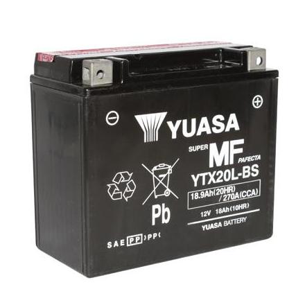 26771 BATTERIE 12V 18Ah YTX20L-BS YUASA MF SANS ENTRETIEN LIVREE AVEC PACK ACIDE (Lg175xL87xH155) YUASA BATTERIES