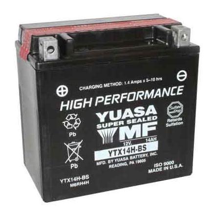 26772 BATTERIE 12V 12Ah YTX14H-BS YUASA MF SANS ENTRETIEN HAUTE PERFORMANCE LIVREE AVEC PACK ACIDE (Lg150x87x145) YUASA BATTERI