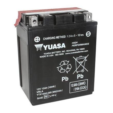 26773 BATTERIE 12V 12Ah YTX14AH-BS YUASA MF SANS ENTRETIEN HAUTE PERFORMANCE LIVREE AVEC PACK ACIDE (Lg134x89x166) YUASA BATTERI