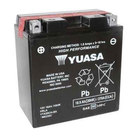 26775 BATTERIE 12V 18Ah YTX20CH-BS YUASA MF SANS ENTRETIEN HAUTE PERFORMANCE LIVREE AVEC PACK ACIDE (Lg150x87x161) YUASA BATTERI