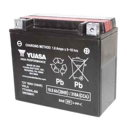 26776 BATTERIE 12V 18Ah YTX20HL-BS YUASA MF SANS ENTRETIEN HAUTE PERFORMANCE LIVREE AVEC PACK ACIDE (Lg175x87x155) YUASA BATTER