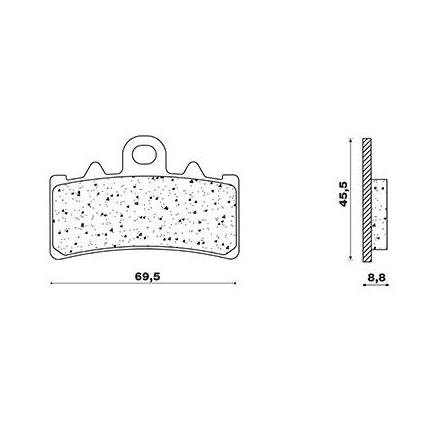 26928 PLAQUETTE DE FREIN AVANT NEWFREN POUR KTM 125 DUKE 2011>, 390 DUKE 2013>2019, BMW 310 G 2016> (69.5mm-45.5mm-8.8mm) TOURI