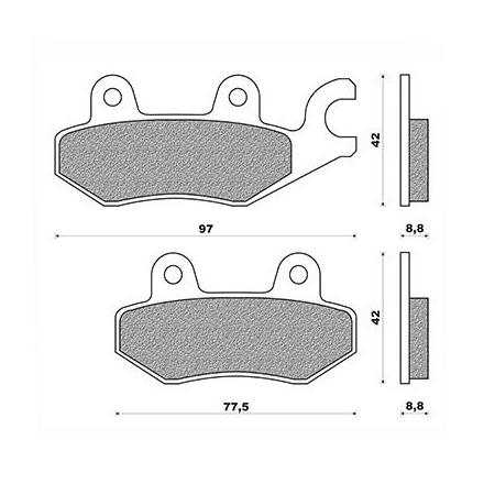 26935 PLAQUETTE DE FREIN NEWFREN POUR KYMCO 125 DINK 1996> AV+AR, GRAND DINK 2002> AV+AR, B&W 1999> AV+AR, MOVIE 1999> AV, 250 B