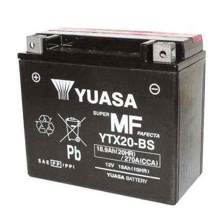 27647 BATTERIE 12V 18Ah YTX20-BS YUASA MF SANS ENTRETIEN LIVREE AVEC PACK ACIDE (Lg175xL87xH155) YUASA BATTERIES